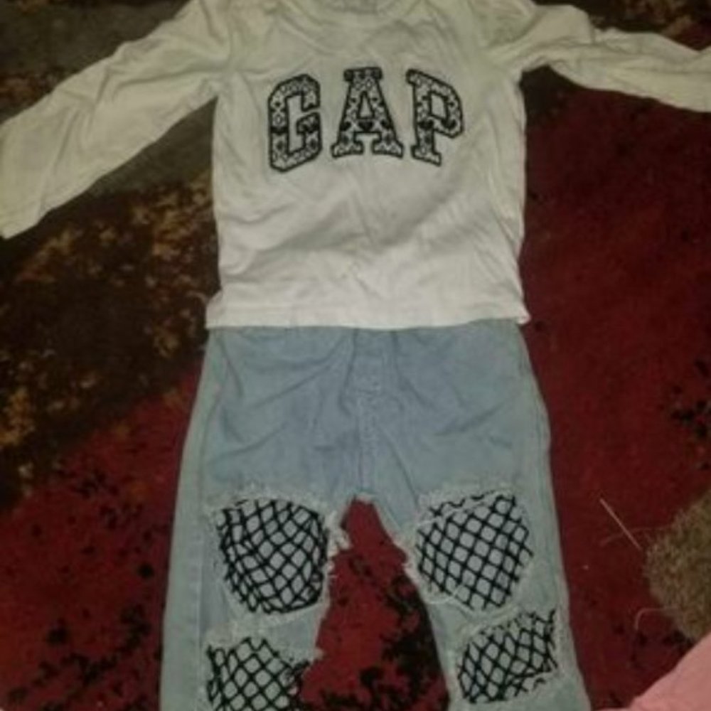 2T Gap Long Sleeve Shirt and Designer jeans